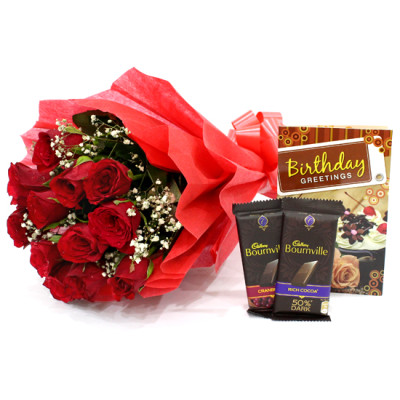 Choco with Love - 10 Red Roses + 2 Bournville