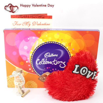 Message N Celebration - Small Heart Pillow, Cadbury Celebration, Messages in a Bottle