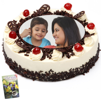 2 Kg Round Shaped Black Forest Photo Cake