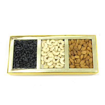 Assorted Dryfruits in Fancy Box (3 Items - Almond, Cashew, Black Raisin)