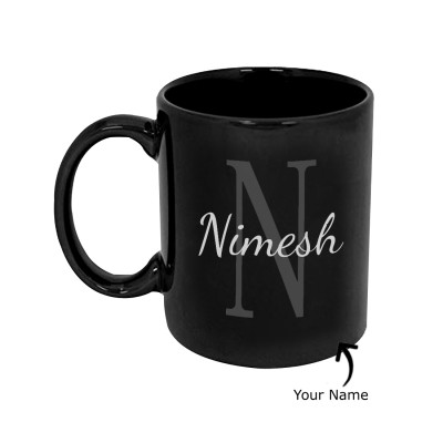 Letter Personalized Black Mug with Name