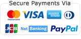 Secure Payment via Mastercard, Visa, American Express, Diners, JCB, Netbanking, Paypal