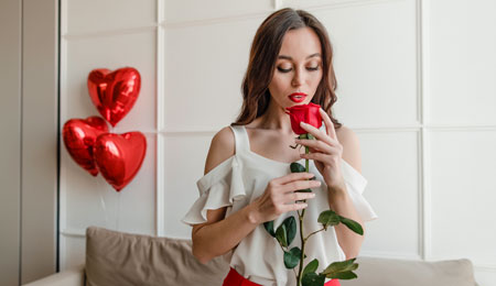 Girl with Red Rose
